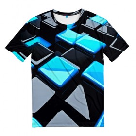 Мужская футболка 3D с принтом Абстрактные кубы в Санкт-Петербурге, 100% полиэфир | прямой крой, круглый вырез горловины, длина до линии бедер | 