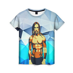 Женская футболка 3D с принтом iggy pop в Санкт-Петербурге, 100% полиэфир ( синтетическое хлопкоподобное полотно) | прямой крой, круглый вырез горловины, длина до линии бедер | fatality | kismet | rock | rock and roll | игги поп