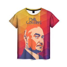 Женская футболка 3D с принтом Phil Collins в Санкт-Петербурге, 100% полиэфир ( синтетическое хлопкоподобное полотно) | прямой крой, круглый вырез горловины, длина до линии бедер | phil collins | актер | альтернатива | британский певец | музыкант | рок