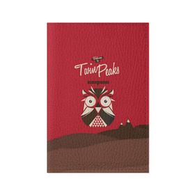 Обложка для паспорта матовая кожа с принтом Добро пожаловать в Twin Peaks в Санкт-Петербурге, натуральная матовая кожа | размер 19,3 х 13,7 см; прозрачные пластиковые крепления | дьявол | крафт | плакат | ретро | сова | твин пикс