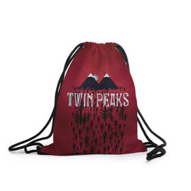 Рюкзак-мешок 3D с принтом Лес Twin Peaks в Санкт-Петербурге, 100% полиэстер | плотность ткани — 200 г/м2, размер — 35 х 45 см; лямки — толстые шнурки, застежка на шнуровке, без карманов и подкладки | горы | надпись | ретро | твин пикс