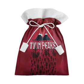 Подарочный 3D мешок с принтом Лес Twin Peaks в Санкт-Петербурге, 100% полиэстер | Размер: 29*39 см | Тематика изображения на принте: горы | надпись | ретро | твин пикс