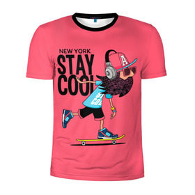 Мужская футболка 3D спортивная с принтом Stay cool в Санкт-Петербурге, 100% полиэстер с улучшенными характеристиками | приталенный силуэт, круглая горловина, широкие плечи, сужается к линии бедра | Тематика изображения на принте: hipster | skateboard | sport