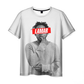 Мужская футболка 3D с принтом Lamar в Санкт-Петербурге, 100% полиэфир | прямой крой, круглый вырез горловины, длина до линии бедер | Тематика изображения на принте: kendrick lamar | кендрик ламар | рэп. | хип хоп