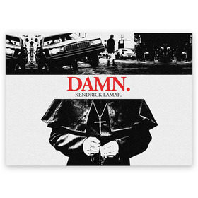 Поздравительная открытка с принтом Damn в Санкт-Петербурге, 100% бумага | плотность бумаги 280 г/м2, матовая, на обратной стороне линовка и место для марки
 | kendrick lamar | кендрик ламар | рэп. | хип хоп