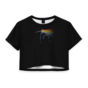 Женская футболка 3D укороченная с принтом Pink Floyd Cookie Monster в Санкт-Петербурге, 100% полиэстер | круглая горловина, длина футболки до линии талии, рукава с отворотами | монстр | печеньки | улица сезам