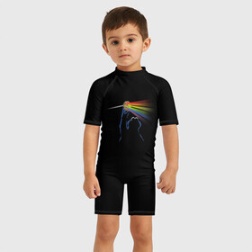 Детский купальный костюм 3D с принтом Pink Floyd Cookie Monster в Санкт-Петербурге, Полиэстер 85%, Спандекс 15% | застежка на молнии на спине | монстр | печеньки | улица сезам