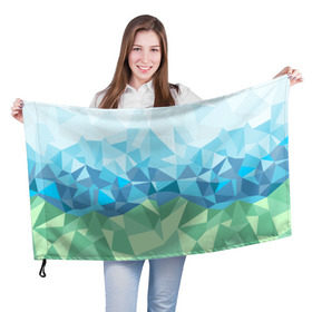 Флаг 3D с принтом URAL polygonal в Санкт-Петербурге, 100% полиэстер | плотность ткани — 95 г/м2, размер — 67 х 109 см. Принт наносится с одной стороны | polygonal | yaaydesign | екатеринбург | поли | полигональный | россия | урал