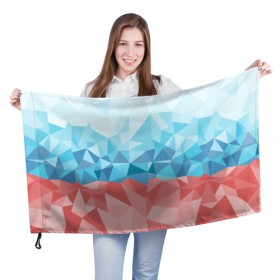 Флаг 3D с принтом RUSSIA YAAY в Санкт-Петербурге, 100% полиэстер | плотность ткани — 95 г/м2, размер — 67 х 109 см. Принт наносится с одной стороны | yaaydesign |   polygonal | полигоны | россия