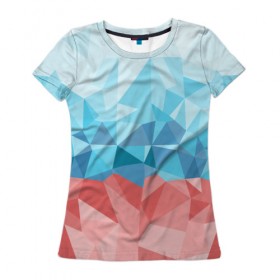 Женская футболка 3D с принтом RUSSIA YAAY в Санкт-Петербурге, 100% полиэфир ( синтетическое хлопкоподобное полотно) | прямой крой, круглый вырез горловины, длина до линии бедер | yaaydesign |   polygonal | полигоны | россия