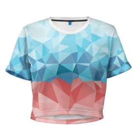 Женская футболка 3D укороченная с принтом RUSSIA YAAY в Санкт-Петербурге, 100% полиэстер | круглая горловина, длина футболки до линии талии, рукава с отворотами | yaaydesign |   polygonal | полигоны | россия