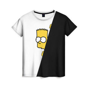 Женская футболка 3D с принтом Барт в Санкт-Петербурге, 100% полиэфир ( синтетическое хлопкоподобное полотно) | прямой крой, круглый вырез горловины, длина до линии бедер | барт | гомер | симпсоны