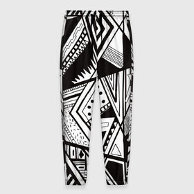 Мужские брюки 3D с принтом Black and white (1) в Санкт-Петербурге, 100% полиэстер | манжеты по низу, эластичный пояс регулируется шнурком, по бокам два кармана без застежек, внутренняя часть кармана из мелкой сетки | 