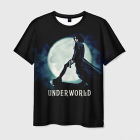 Мужская футболка 3D с принтом Другой мир в Санкт-Петербурге, 100% полиэфир | прямой крой, круглый вырез горловины, длина до линии бедер | fentezi | underworld | боевик | вампир | кино | киногерой | луна | ночь | оборотень | оружие | фэнтези