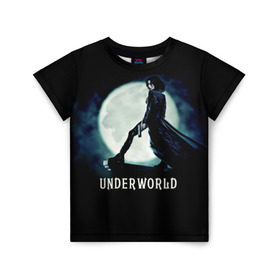 Детская футболка 3D с принтом Другой мир в Санкт-Петербурге, 100% гипоаллергенный полиэфир | прямой крой, круглый вырез горловины, длина до линии бедер, чуть спущенное плечо, ткань немного тянется | fentezi | underworld | боевик | вампир | кино | киногерой | луна | ночь | оборотень | оружие | фэнтези