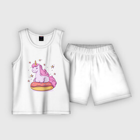Детская пижама с шортами хлопок с принтом Единорог в Санкт-Петербурге,  |  | donut | pink | star | unicorn | единорог | звезды | конь | милота | пончик | сказка