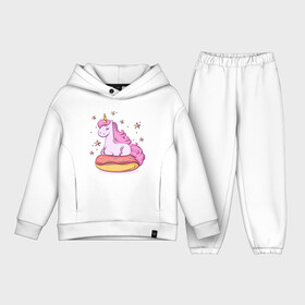 Детский костюм хлопок Oversize с принтом Единорог в Санкт-Петербурге,  |  | donut | pink | star | unicorn | единорог | звезды | конь | милота | пончик | сказка