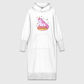 Платье удлиненное хлопок с принтом Единорог в Санкт-Петербурге,  |  | donut | pink | star | unicorn | единорог | звезды | конь | милота | пончик | сказка
