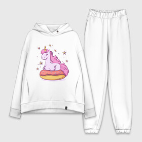 Женский костюм хлопок Oversize с принтом Единорог в Санкт-Петербурге,  |  | donut | pink | star | unicorn | единорог | звезды | конь | милота | пончик | сказка