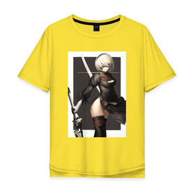 Мужская футболка хлопок Oversize с принтом Nier automata в Санкт-Петербурге, 100% хлопок | свободный крой, круглый ворот, “спинка” длиннее передней части | nier automata