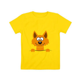 Детская футболка хлопок с принтом Хитрый лис в Санкт-Петербурге, 100% хлопок | круглый вырез горловины, полуприлегающий силуэт, длина до линии бедер | animals | fox | животные | карман | лес | лис | лиса | милый | охота | охотник | хитрый
