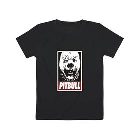 Детская футболка хлопок с принтом Pitbull в Санкт-Петербурге, 100% хлопок | круглый вырез горловины, полуприлегающий силуэт, длина до линии бедер | 