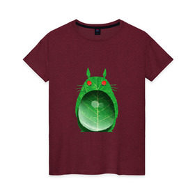 Женская футболка хлопок с принтом Хранитель леса в Санкт-Петербурге, 100% хлопок | прямой крой, круглый вырез горловины, длина до линии бедер, слегка спущенное плечо | totoro | миадзаки | сосед | тоторо