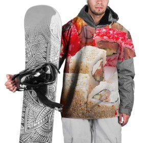 Накидка на куртку 3D с принтом Роллы в Санкт-Петербурге, 100% полиэстер |  | Тематика изображения на принте: еда | роллы | суши