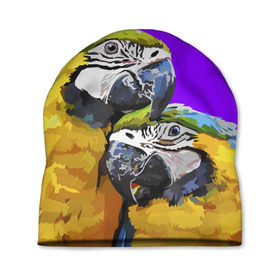 Шапка 3D с принтом Попугайчики в Санкт-Петербурге, 100% полиэстер | универсальный размер, печать по всей поверхности изделия | bird | животные | попугайчики | птицы | текстуры