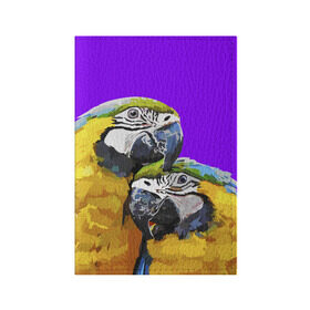 Обложка для паспорта матовая кожа с принтом Попугайчики в Санкт-Петербурге, натуральная матовая кожа | размер 19,3 х 13,7 см; прозрачные пластиковые крепления | Тематика изображения на принте: bird | животные | попугайчики | птицы | текстуры