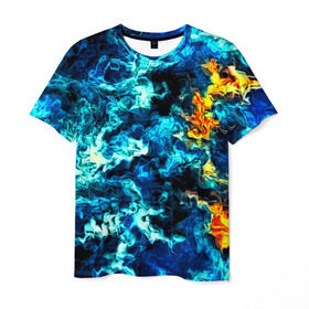 Мужская футболка 3D с принтом Frozen abstraction в Санкт-Петербурге, 100% полиэфир | прямой крой, круглый вырез горловины, длина до линии бедер | 3d | абстракция | волны | другие | краска | линии | оптические | полосы | прикольные | разводы | узоры | фрактал | цветные | яркие