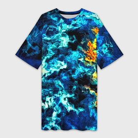 Платье-футболка 3D с принтом Frozen abstraction в Санкт-Петербурге,  |  | 3d | абстракция | волны | другие | краска | линии | оптические | полосы | прикольные | разводы | узоры | фрактал | цветные | яркие