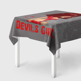 Скатерть 3D с принтом Devils Girl в Санкт-Петербурге, 100% полиэстер (ткань не мнется и не растягивается) | Размер: 150*150 см | Тематика изображения на принте: devils girl |   дьявол | грешница | люцифер | сатана