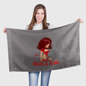 Флаг 3D с принтом Devils Girl в Санкт-Петербурге, 100% полиэстер | плотность ткани — 95 г/м2, размер — 67 х 109 см. Принт наносится с одной стороны | devils girl |   дьявол | грешница | люцифер | сатана