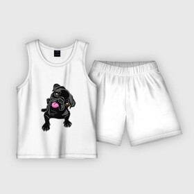 Детская пижама с шортами хлопок с принтом Забавный мопсик в Санкт-Петербурге,  |  | animal | dog | pet | pug | puppy | арт | животные | милые | мопс | пес | собаки | французский бульдог
