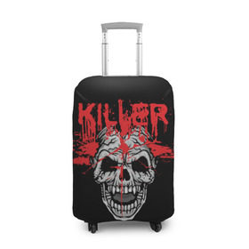 Чехол для чемодана 3D с принтом Killer в Санкт-Петербурге, 86% полиэфир, 14% спандекс | двустороннее нанесение принта, прорези для ручек и колес | blood | dead | death | drops | fear | halloween | happy | holiday | killer | red | skull | splashes | брызги | капли | красный | кровь | мертвый | праздник | счастливый | хэллоуин | череп