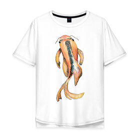 Мужская футболка хлопок Oversize с принтом Японский карп в Санкт-Петербурге, 100% хлопок | свободный крой, круглый ворот, “спинка” длиннее передней части | кои | нисикигои | парчовый карп