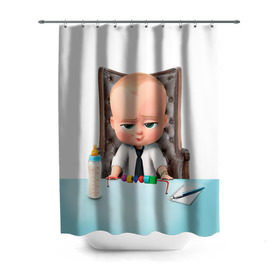 Штора 3D для ванной с принтом Boss Baby в Санкт-Петербурге, 100% полиэстер | плотность материала — 100 г/м2. Стандартный размер — 146 см х 180 см. По верхнему краю — пластиковые люверсы для креплений. В комплекте 10 пластиковых колец | boss baby | босс | молокосос | мультфильмы