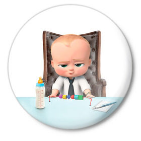 Значок с принтом Boss Baby в Санкт-Петербурге,  металл | круглая форма, металлическая застежка в виде булавки | Тематика изображения на принте: boss baby | босс | молокосос | мультфильмы