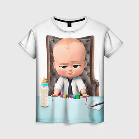 Женская футболка 3D с принтом Boss Baby в Санкт-Петербурге, 100% полиэфир ( синтетическое хлопкоподобное полотно) | прямой крой, круглый вырез горловины, длина до линии бедер | Тематика изображения на принте: boss baby | босс | молокосос | мультфильмы