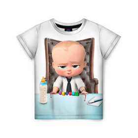 Детская футболка 3D с принтом Boss Baby в Санкт-Петербурге, 100% гипоаллергенный полиэфир | прямой крой, круглый вырез горловины, длина до линии бедер, чуть спущенное плечо, ткань немного тянется | boss baby | босс | молокосос | мультфильмы