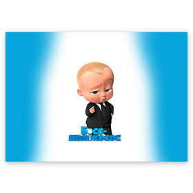 Поздравительная открытка с принтом Boss Baby в Санкт-Петербурге, 100% бумага | плотность бумаги 280 г/м2, матовая, на обратной стороне линовка и место для марки
 | Тематика изображения на принте: boss baby | босс | молокосос | мультфильмы