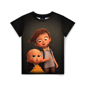 Детская футболка 3D с принтом Boss Baby в Санкт-Петербурге, 100% гипоаллергенный полиэфир | прямой крой, круглый вырез горловины, длина до линии бедер, чуть спущенное плечо, ткань немного тянется | Тематика изображения на принте: boss baby | босс | молокосос | мультфильмы