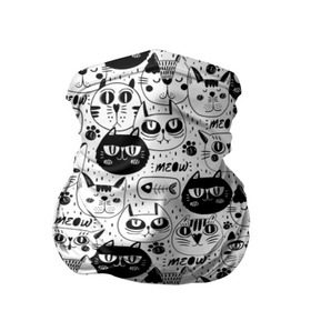 Бандана-труба 3D с принтом Кошачий принт в Санкт-Петербурге, 100% полиэстер, ткань с особыми свойствами — Activecool | плотность 150‒180 г/м2; хорошо тянется, но сохраняет форму | Тематика изображения на принте: белый | кот | котенок | котик | котики | коты | котята | кошечка | кошечки | кошка | мелкий | текстура | узор | черный