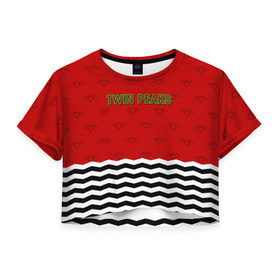 Женская футболка 3D укороченная с принтом Twin Peaks Red Room в Санкт-Петербурге, 100% полиэстер | круглая горловина, длина футболки до линии талии, рукава с отворотами | red room | twin peaks | красная комната | купер | сериалы | твин пикс