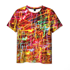 Мужская футболка 3D с принтом Light creative в Санкт-Петербурге, 100% полиэфир | прямой крой, круглый вырез горловины, длина до линии бедер | abstract | colorful | electric | energy | light | абстракция | вет | цвет | электрик | энергия