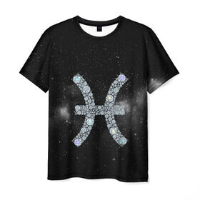 Мужская футболка 3D с принтом Рыбы в Санкт-Петербурге, 100% полиэфир | прямой крой, круглый вырез горловины, длина до линии бедер | звезды | знаки зодиака | космос | рыбы | созвездие