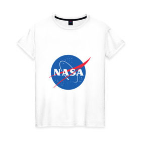 Женская футболка хлопок с принтом Nasa в Санкт-Петербурге, 100% хлопок | прямой крой, круглый вырез горловины, длина до линии бедер, слегка спущенное плечо | nasa | наса