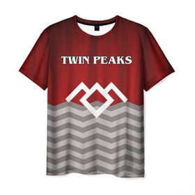 Мужская футболка 3D с принтом Twin Peaks в Санкт-Петербурге, 100% полиэфир | прямой крой, круглый вырез горловины, длина до линии бедер | Тематика изображения на принте: twin peaks | арт | лого | полосы | сериал | твин пикс | текстура | фильмы
