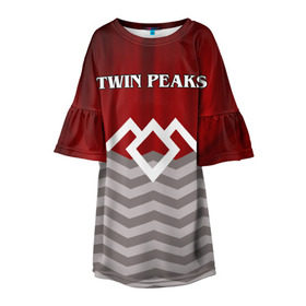 Детское платье 3D с принтом Twin Peaks в Санкт-Петербурге, 100% полиэстер | прямой силуэт, чуть расширенный к низу. Круглая горловина, на рукавах — воланы | twin peaks | арт | лого | полосы | сериал | твин пикс | текстура | фильмы